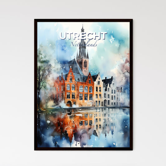 Utrecht, Netherlands, A Poster of a watercolor painting of a building with a tower Default Title