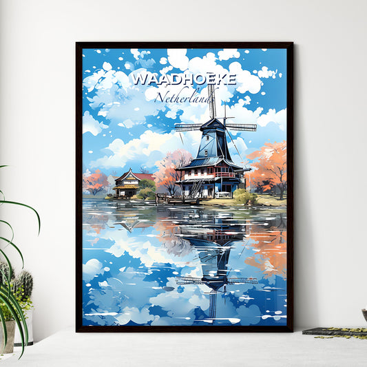 Waadhoeke, Netherlands, A Poster of a windmill on a lake Default Title