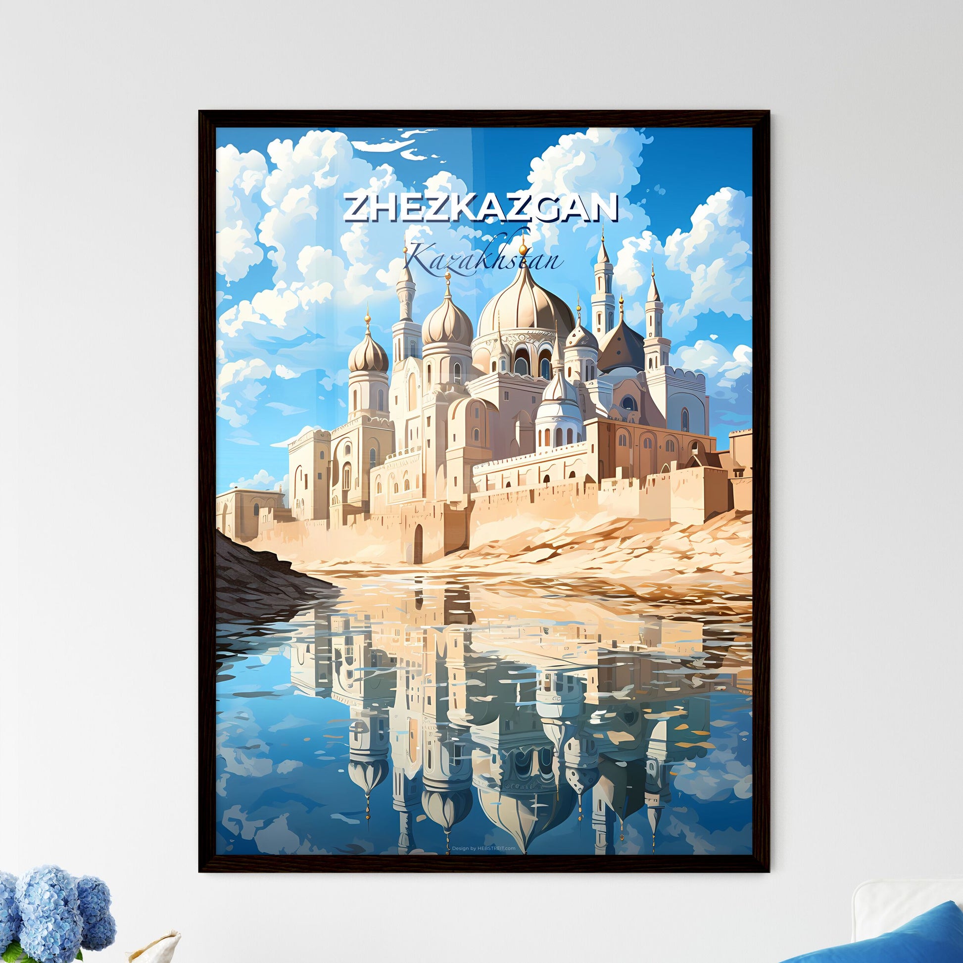 Zhezkazgan, Kazakhstan, A Poster of a castle with towers and towers and a body of water Default Title