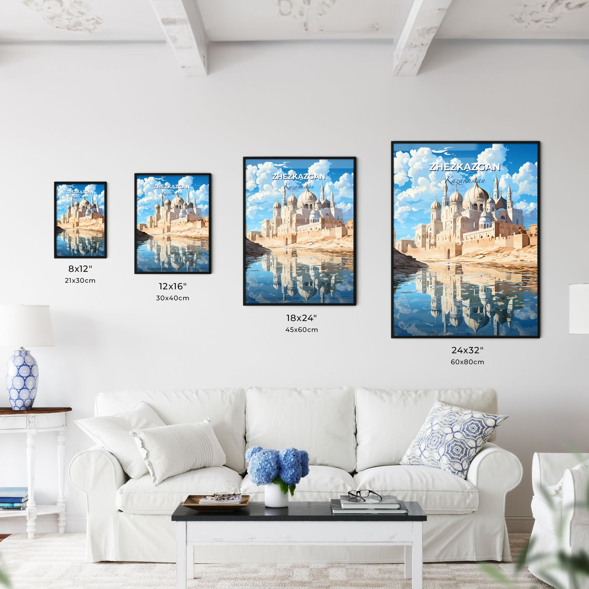 Zhezkazgan, Kazakhstan, A Poster of a castle with towers and towers and a body of water Default Title