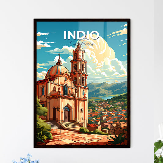 Indio, California, A Poster of a building with a tower and a city in the background Default Title