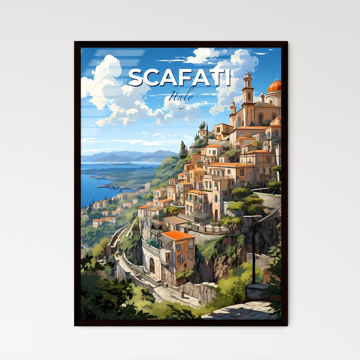 Scafati, Italy, A Poster of a city on a hill Default Title