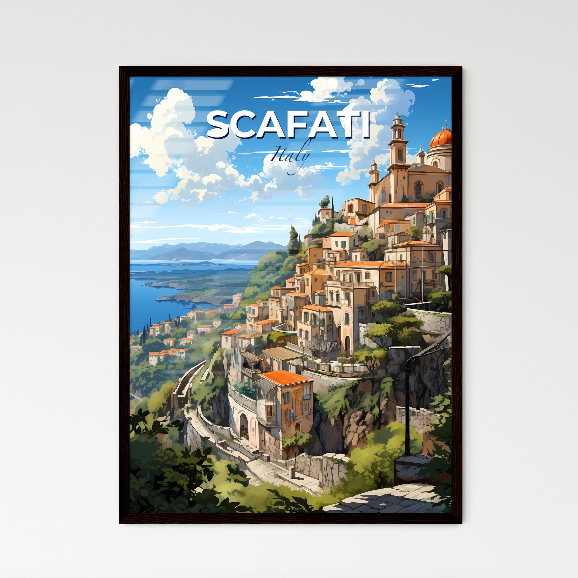Scafati, Italy, A Poster of a city on a hill Default Title