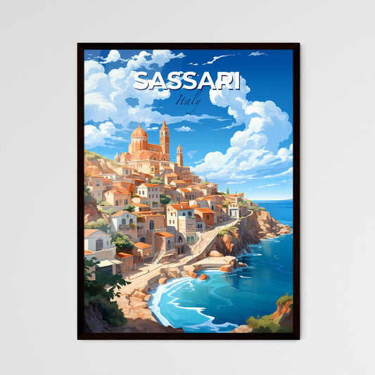 Sassari, Italy, A Poster of a city on a hill by the ocean Default Title