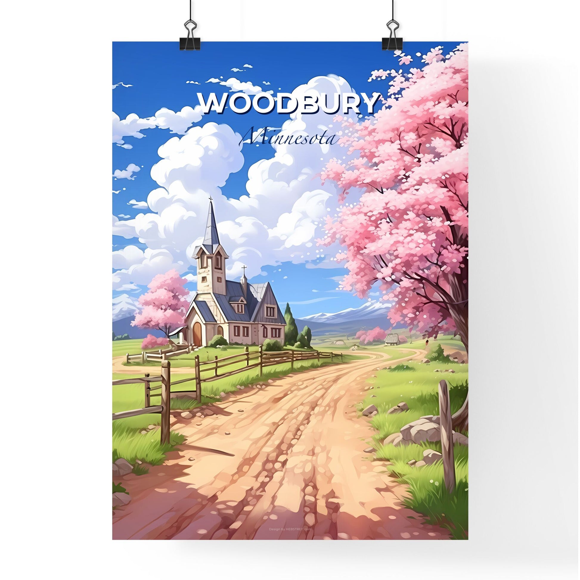Woodbury, Minnesota, A Poster of a church on a dirt road Default Title