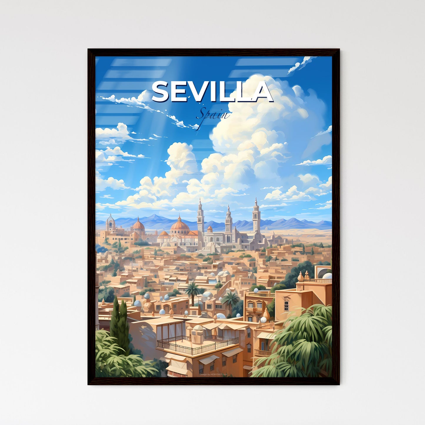 Sevilla, Spain, A Poster of a city with buildings and trees Default Title