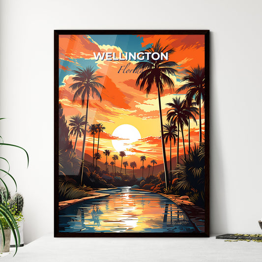 Wellington, Florida, A Poster of a sunset over a river with palm trees Default Title