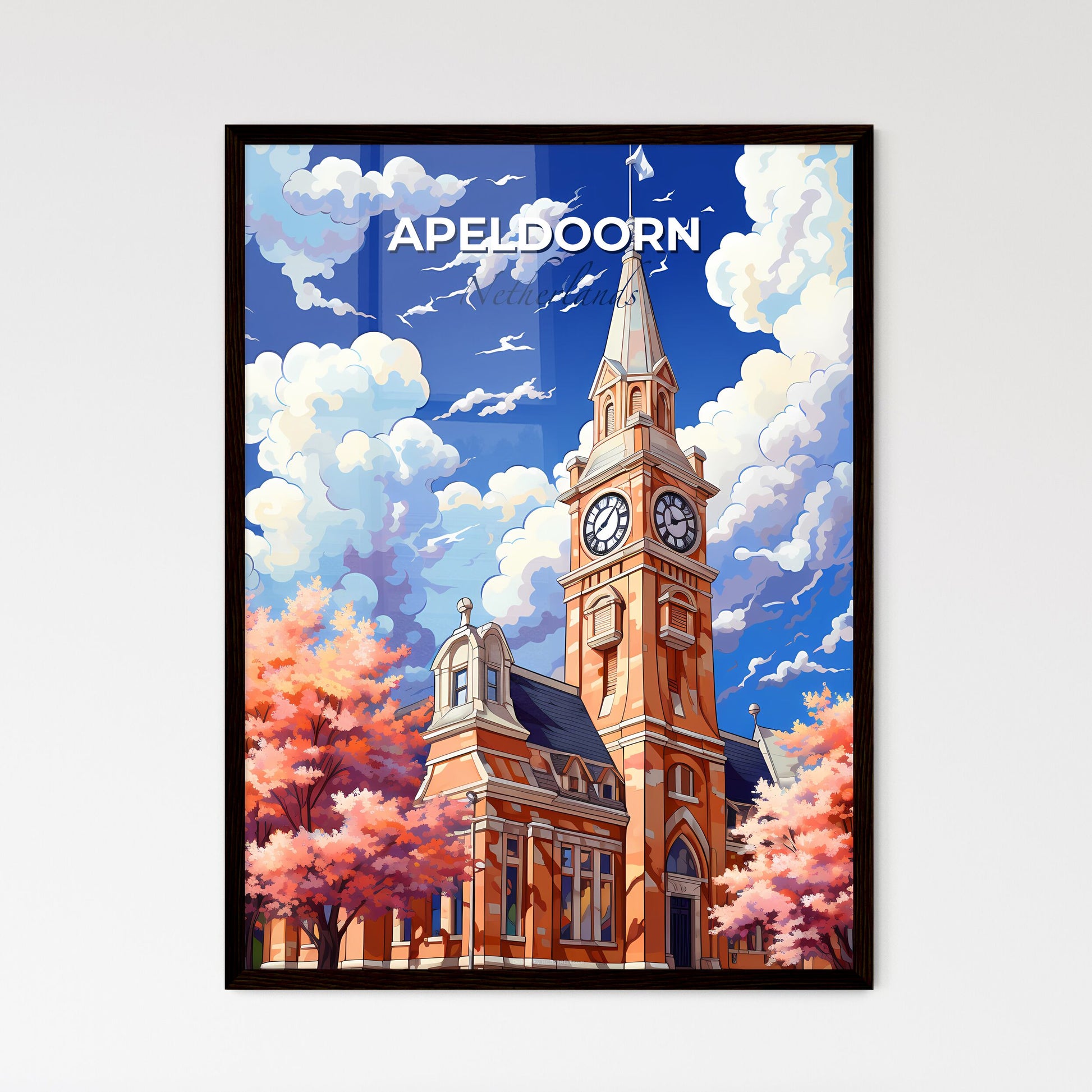 Apeldoorn, Netherlands, A Poster of a building with a clock tower Default Title