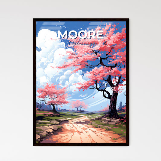 Moore, Oklahoma, A Poster of a road with pink trees and blue sky Default Title