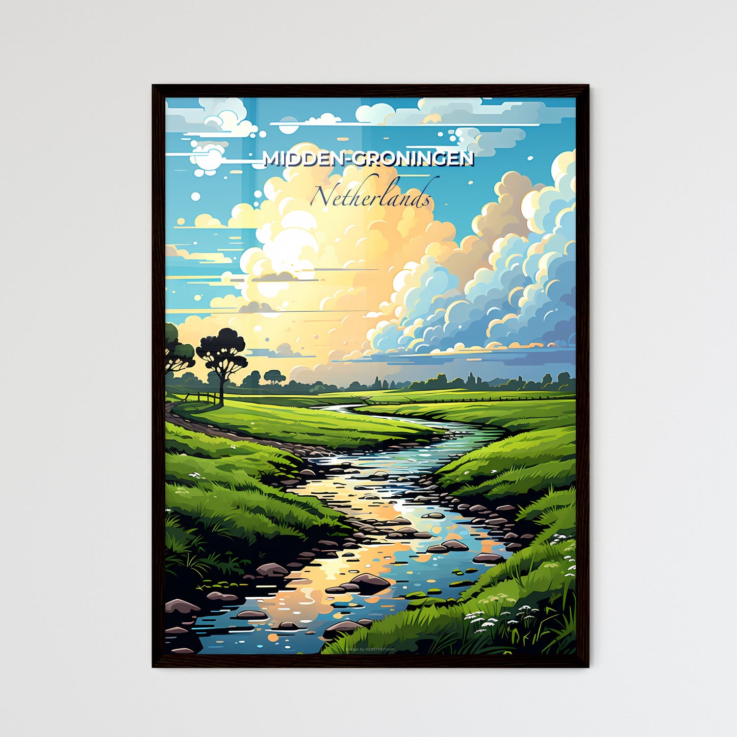 Midden-Groningen, Netherlands, A Poster of a river running through a grassy field Default Title