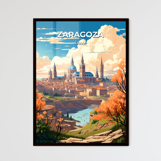 Zaragoza, Spain, A Poster of a city with towers and a river Default Title
