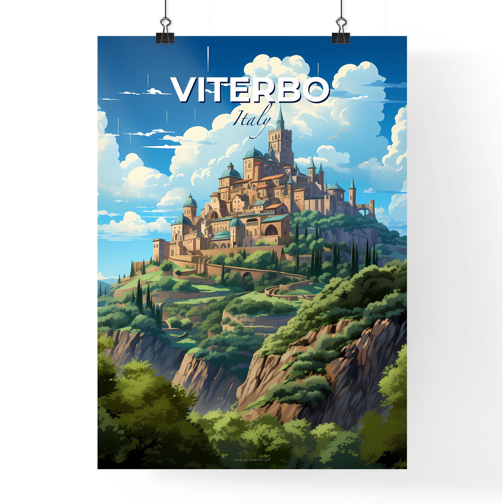 Viterbo, Italy, A Poster of a castle on a hill Default Title