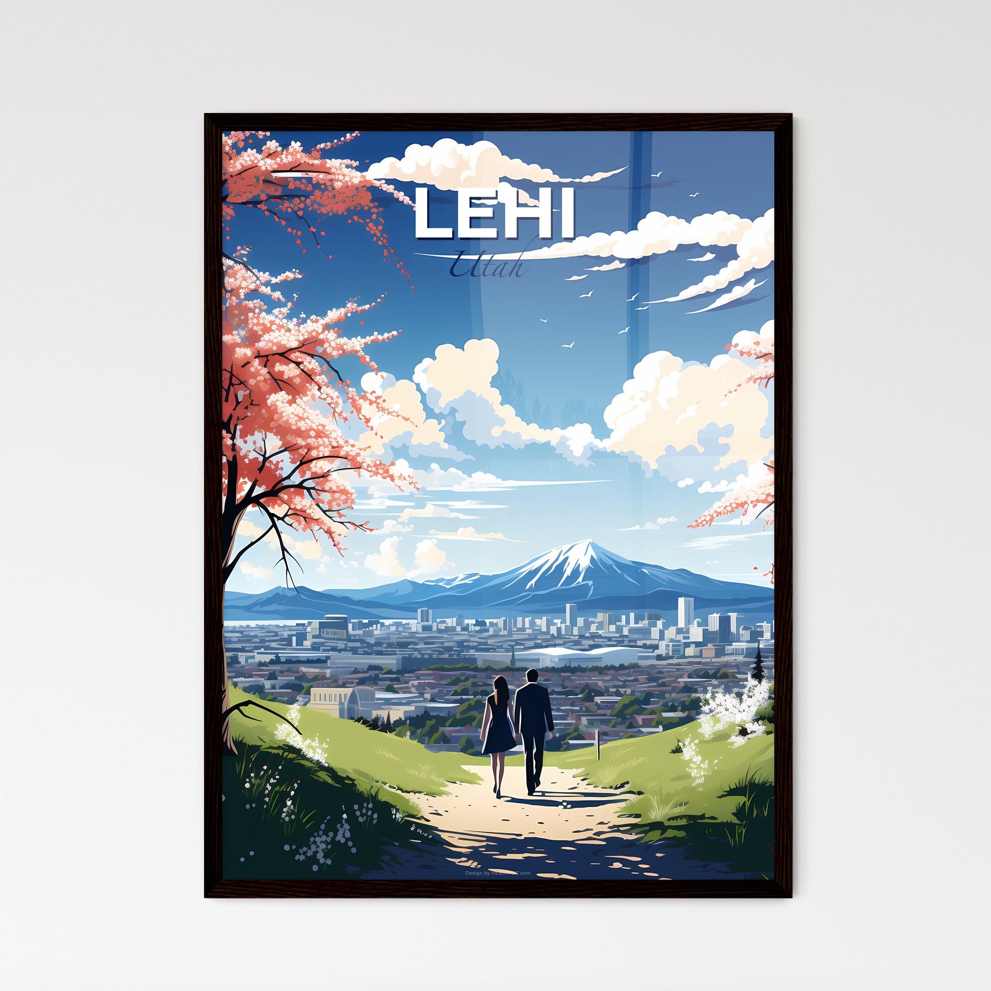 Lehi, Utah, A Poster of a man and woman walking on a path with a city in the background Default Title