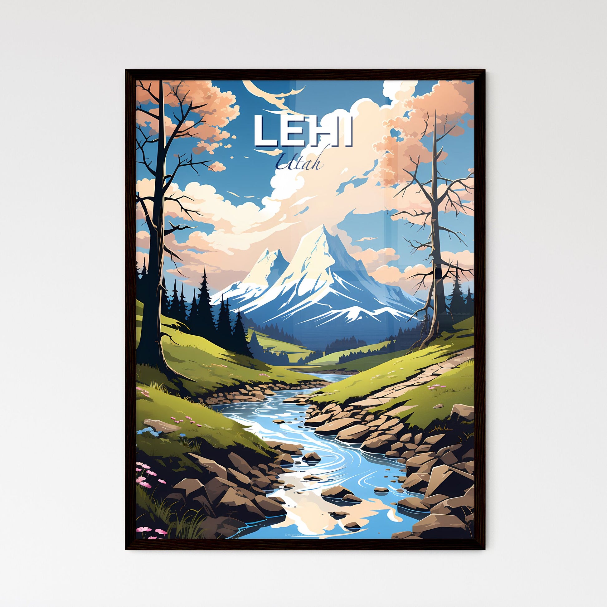Lehi, Utah, A Poster of a river running through a valley with trees and mountains Default Title