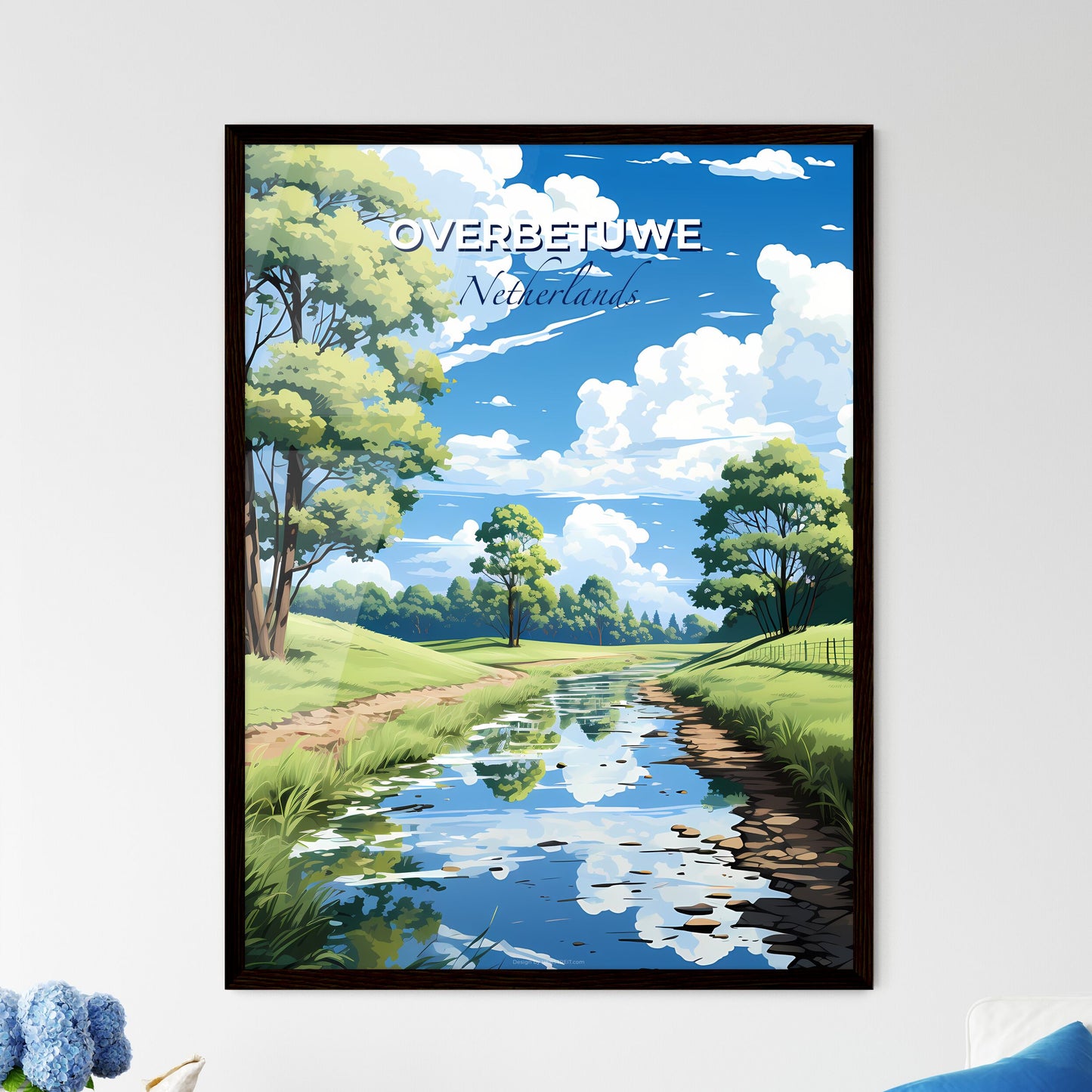Overbetuwe, Netherlands, A Poster of a river running through a grassy field Default Title