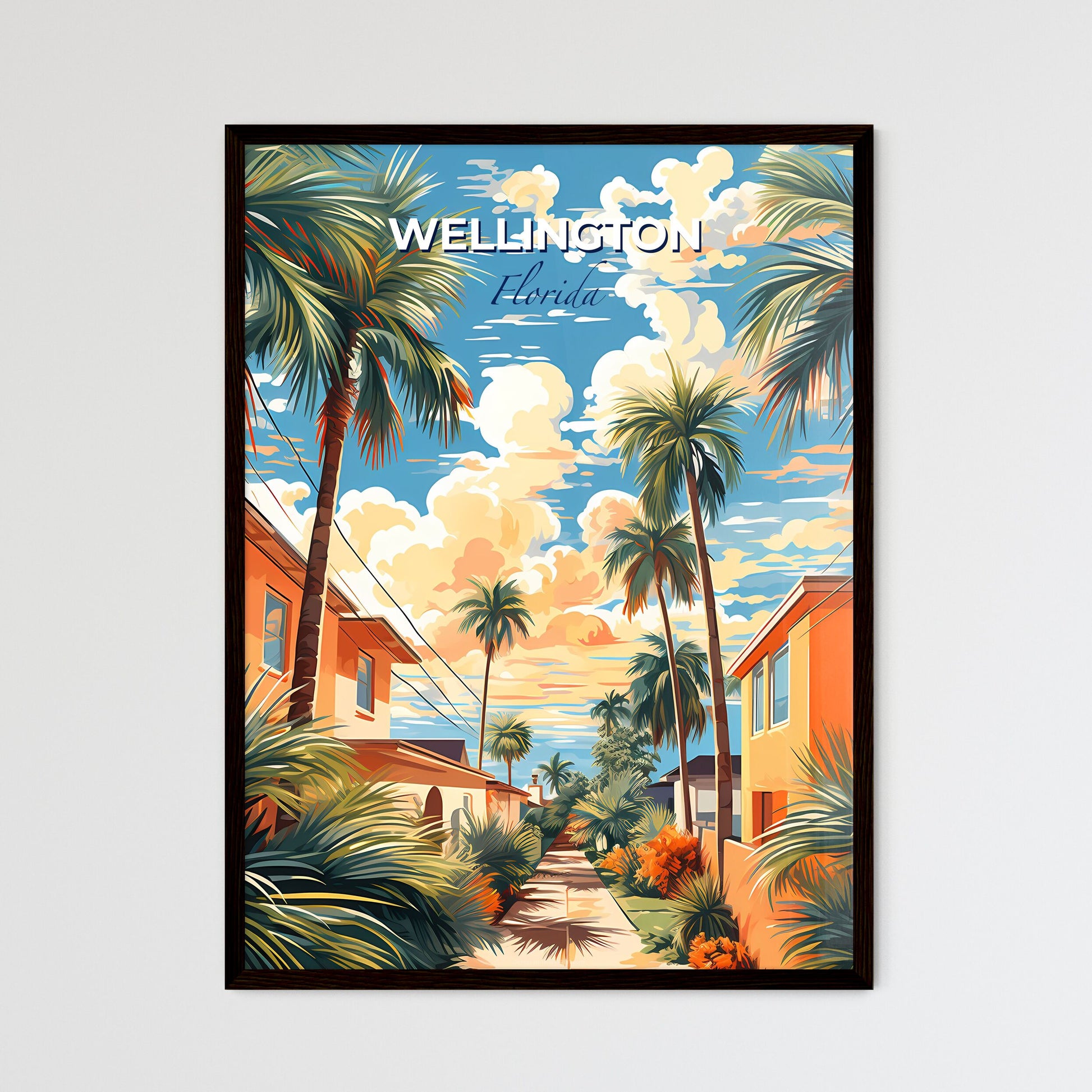 Wellington, Florida, A Poster of a street with palm trees and buildings Default Title