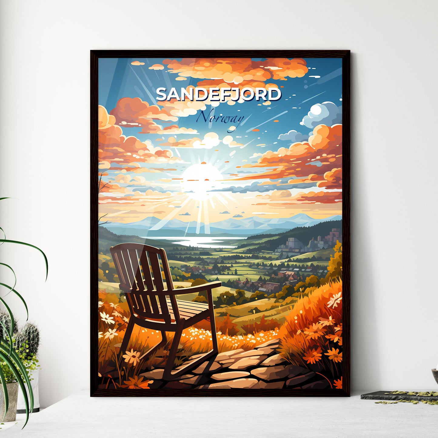 Sandefjord, Norway, A Poster of a chair on a hill overlooking a valley Default Title