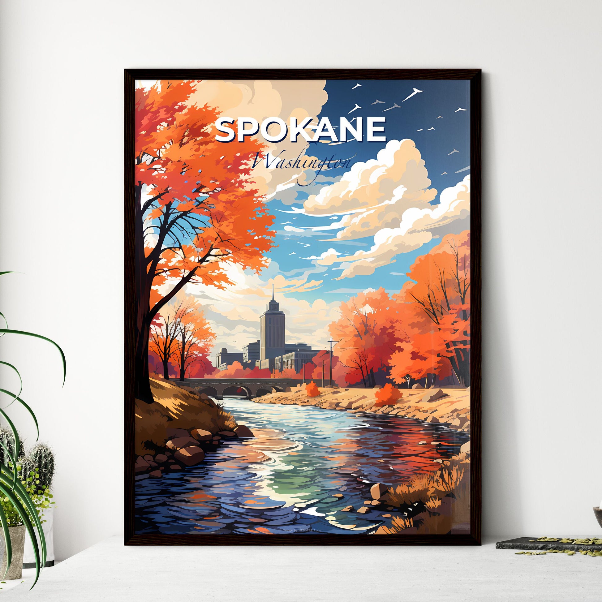 Spokane, Washington, A Poster of a river running through a city Default Title
