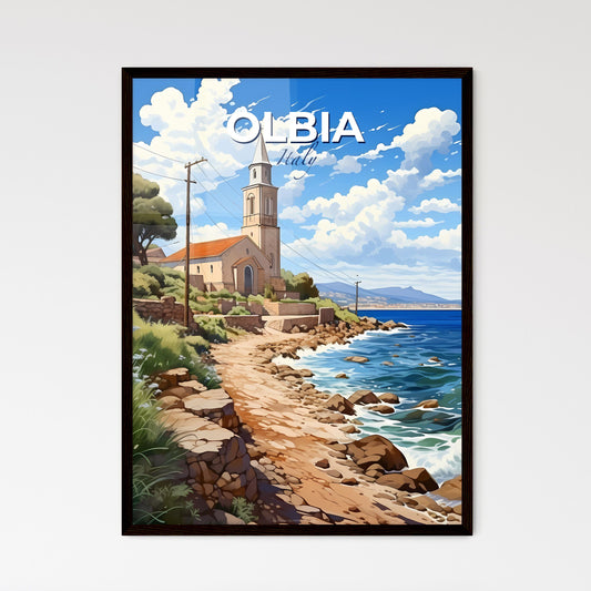 Olbia, Italy, A Poster of a church on a rocky beach Default Title