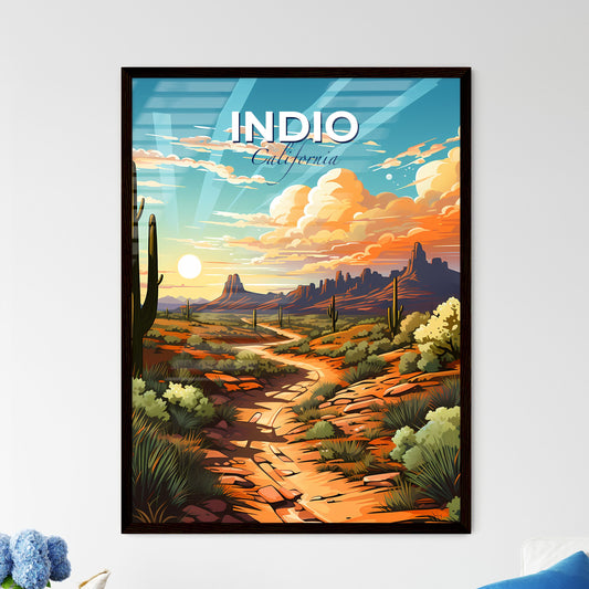 Indio, California, A Poster of a desert landscape with cactuses and mountains Default Title