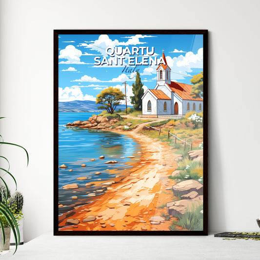 Quartu Sant Elena, Italy, A Poster of a church on a beach Default Title