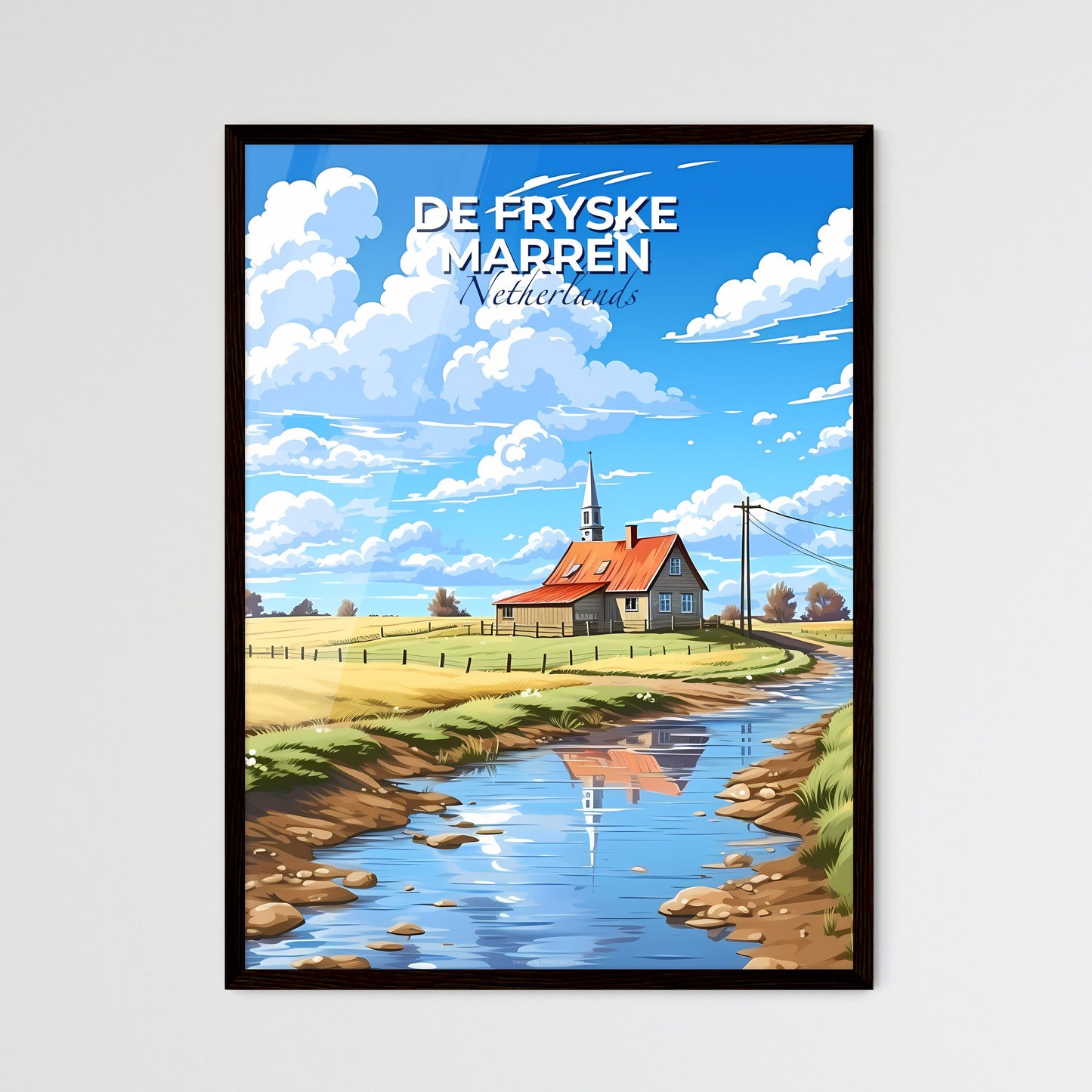 De Fryske Marren, Netherlands, A Poster of a house next to a river Default Title
