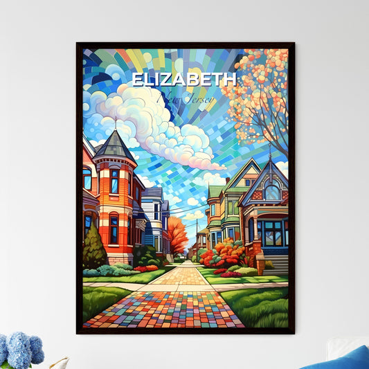 Elizabeth, New Jersey, A Poster of a colorful street with houses and trees Default Title