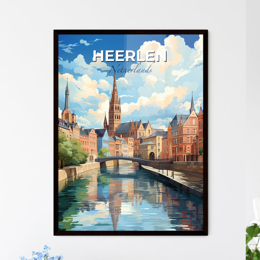 Heerlen, Netherlands, A Poster of a water canal with a bridge and buildings Default Title