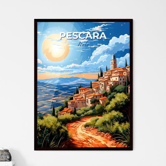 Pescara, Italy, A Poster of a painting of a town on a hill Default Title