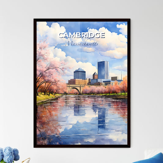 Cambridge, Massachusetts, A Poster of a water body of water with trees and a city in the background Default Title