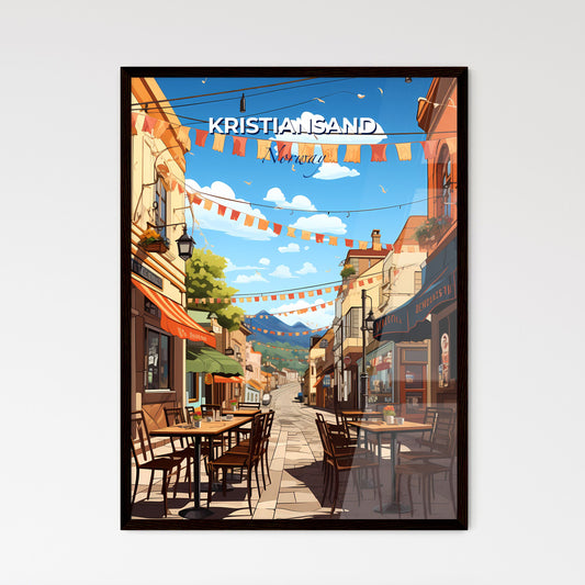 Kristiansand, Norway, A Poster of a street with tables and chairs Default Title