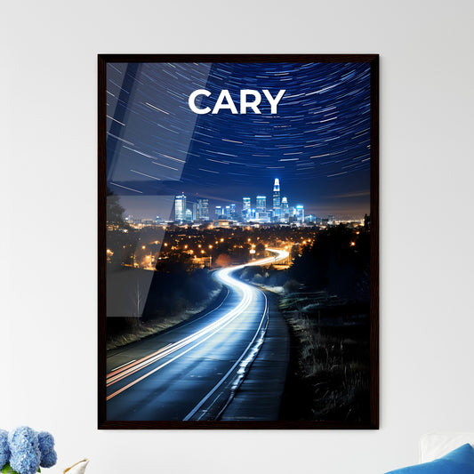 Cary, North Carolina, A Poster of a road with lights on it and a city in the background Default Title