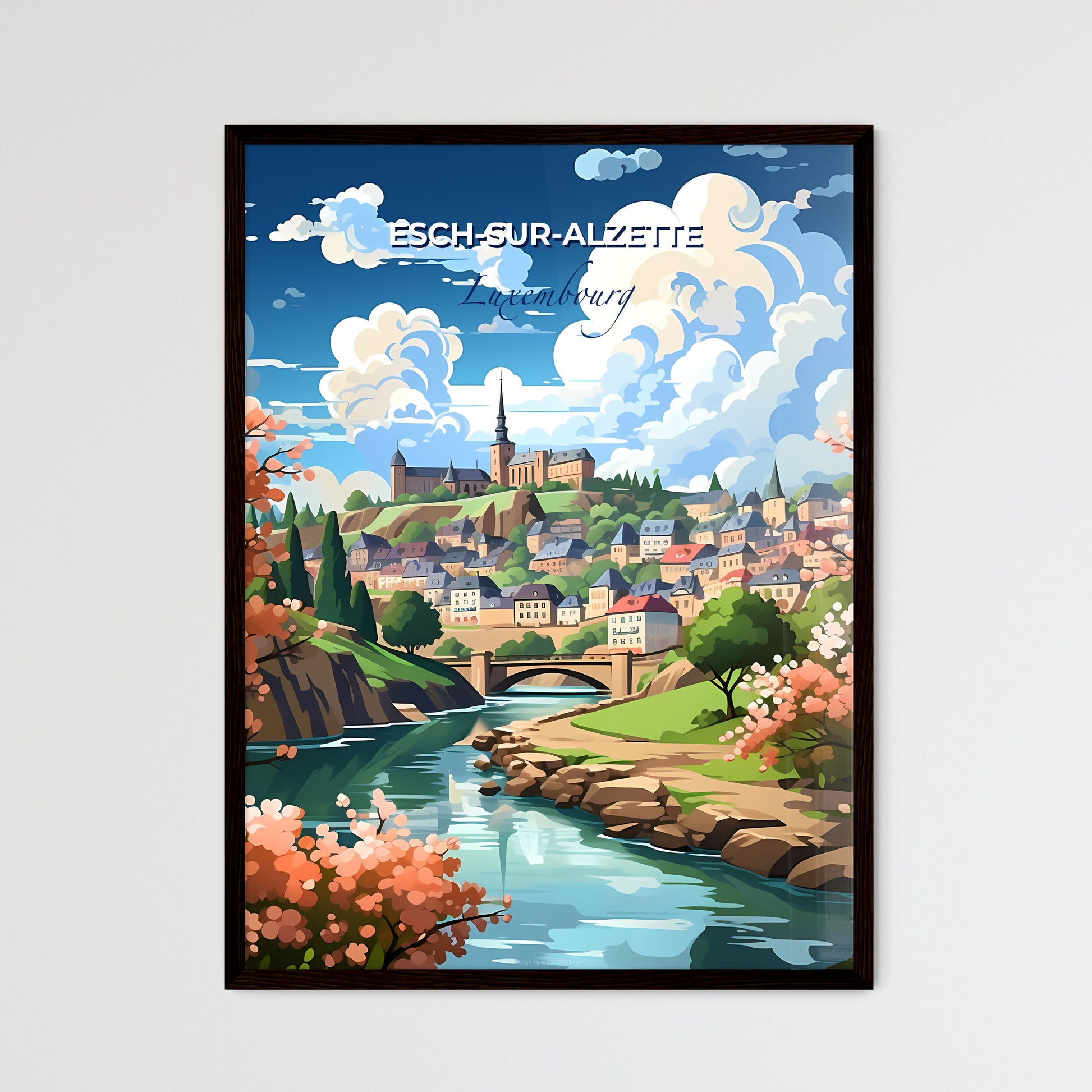 Esch-Sur-Alzette, Luxembourg, A Poster of a river running through a town Default Title