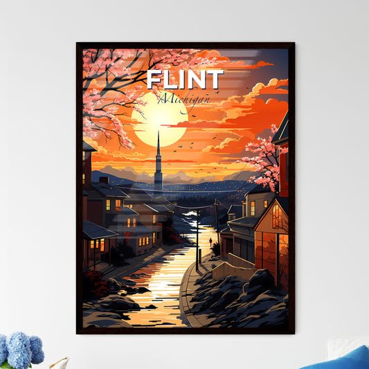 Flint, Michigan, A Poster of a sunset over a town Default Title