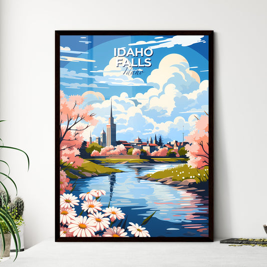 Idaho Falls, Idaho, A Poster of a river with pink flowers and a city in the background Default Title
