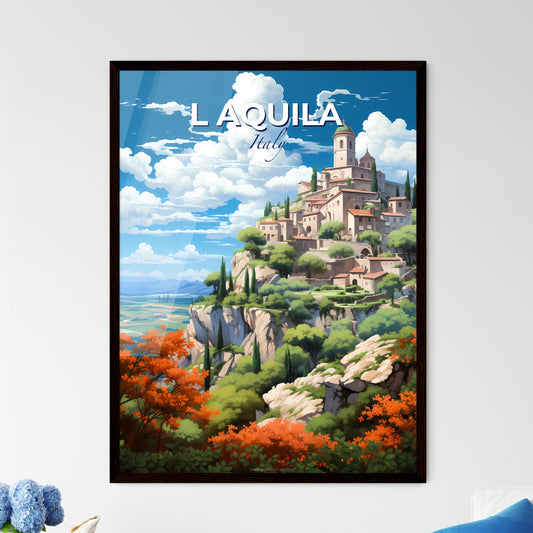 L Aquila, Italy, A Poster of a painting of a town on a hill Default Title