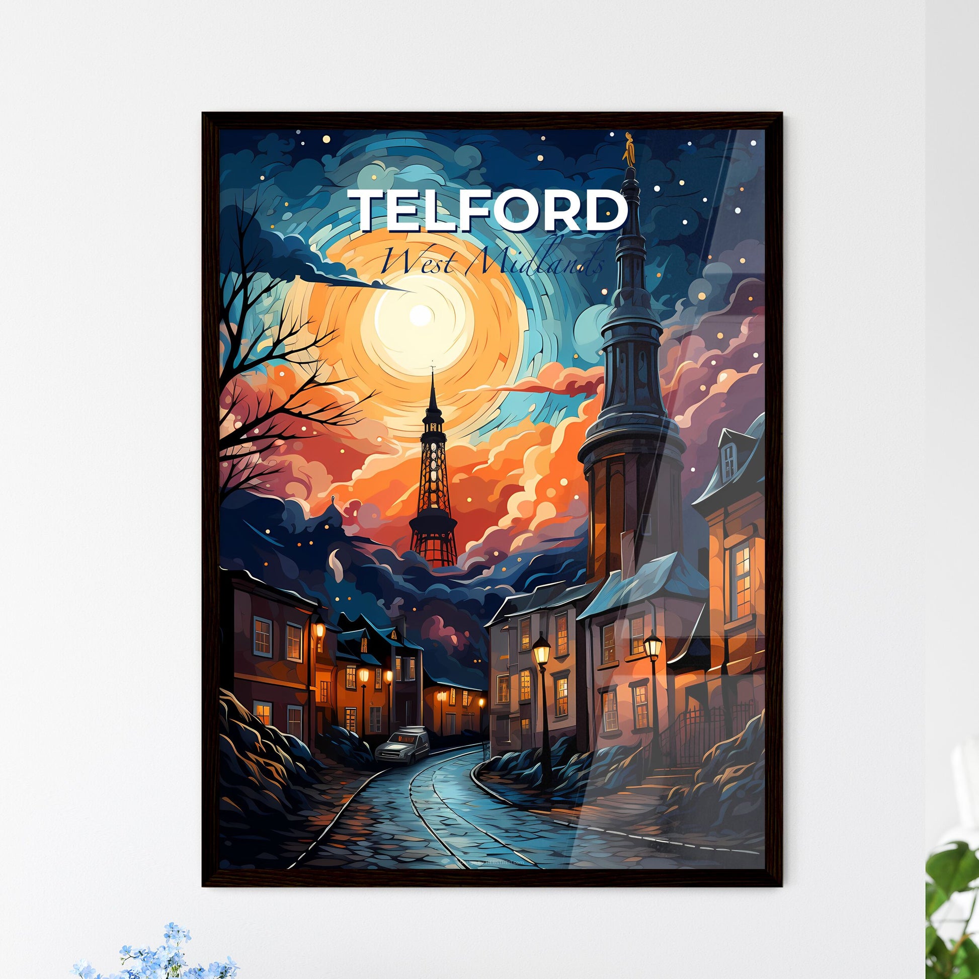 Telford, West Midlands, A Poster of a street with a tower in the background Default Title