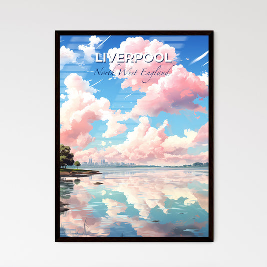 Liverpool, North West England, A Poster of a body of water with pink clouds and trees Default Title