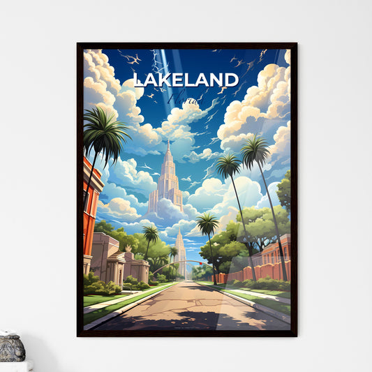 Lakeland, Florida, A Poster of a street with trees and buildings and a tall building in the distance Default Title