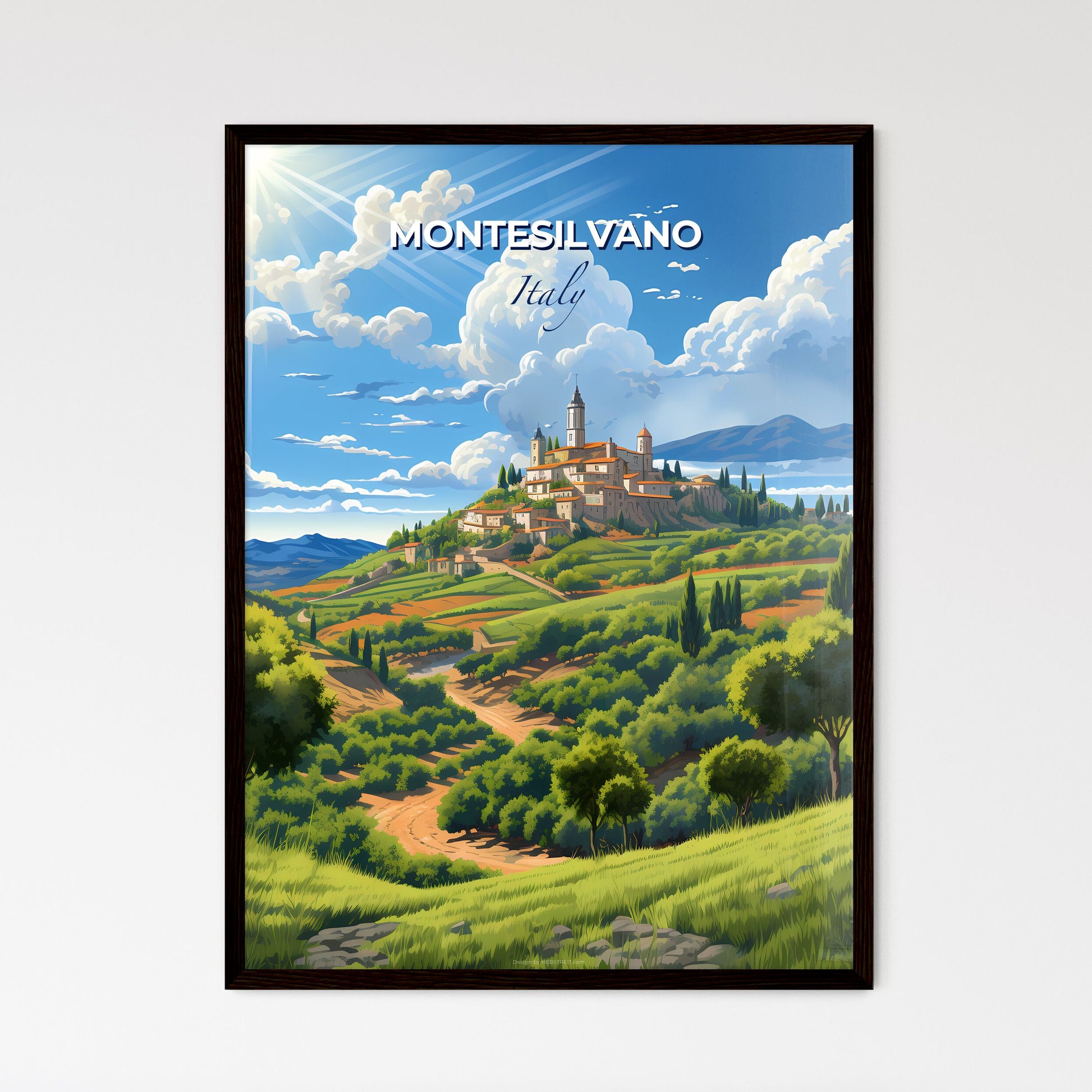 Montesilvano, Italy, A Poster of a landscape with a castle on a hill Default Title