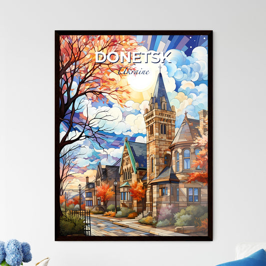 Donetsk, Ukraine, A Poster of a painting of a house with trees and a street in the background Default Title