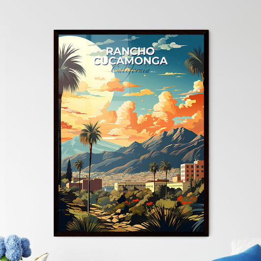 Rancho Cucamonga, California, A Poster of a landscape of a city with palm trees and mountains Default Title