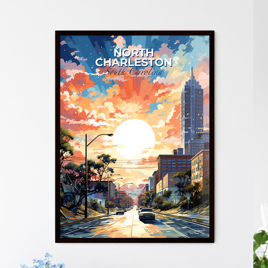 North Charleston, South Carolina, A Poster of a city street with cars and buildings in the background Default Title