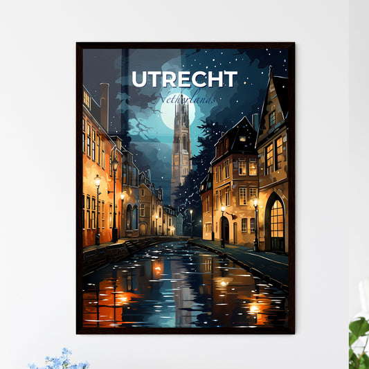 Utrecht, Netherlands, A Poster of a water way with a tower in the background Default Title