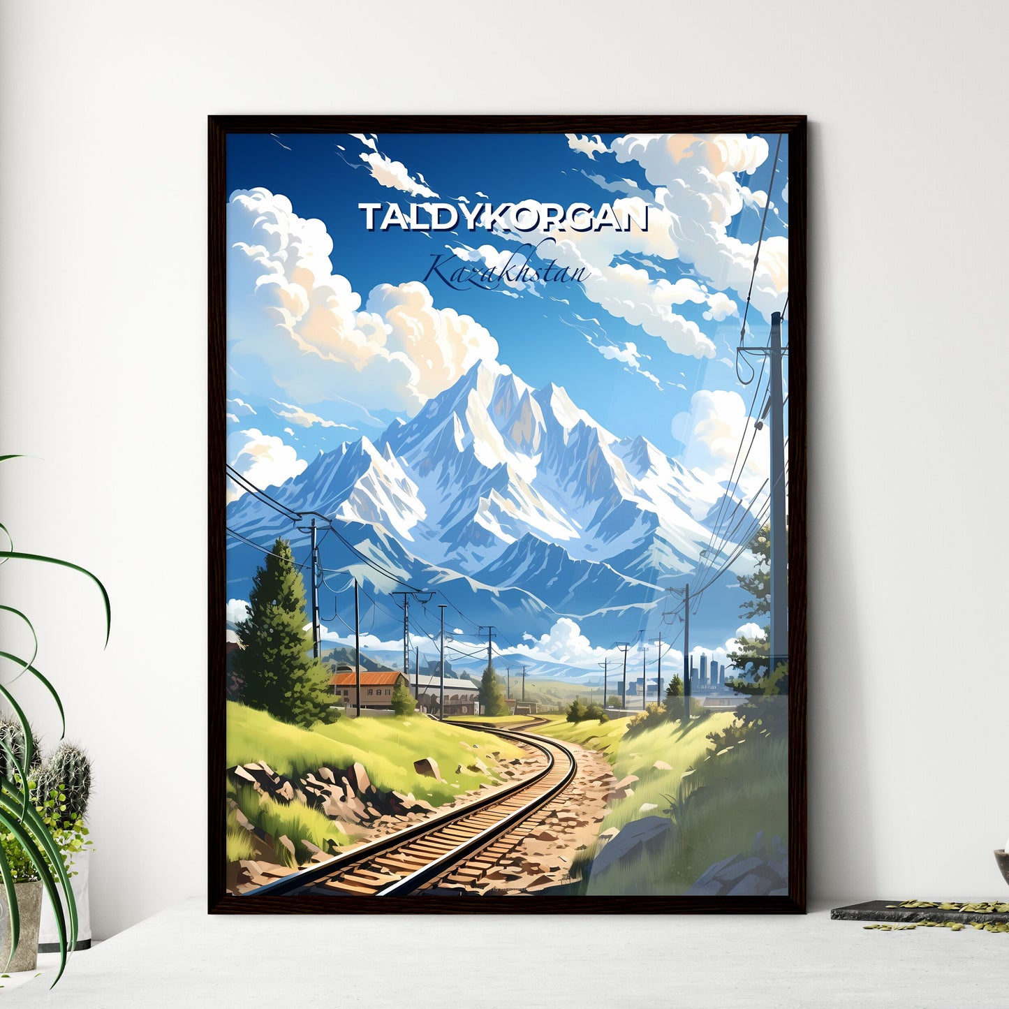 Taldykorgan, Kazakhstan, A Poster of train tracks leading to a mountain Default Title