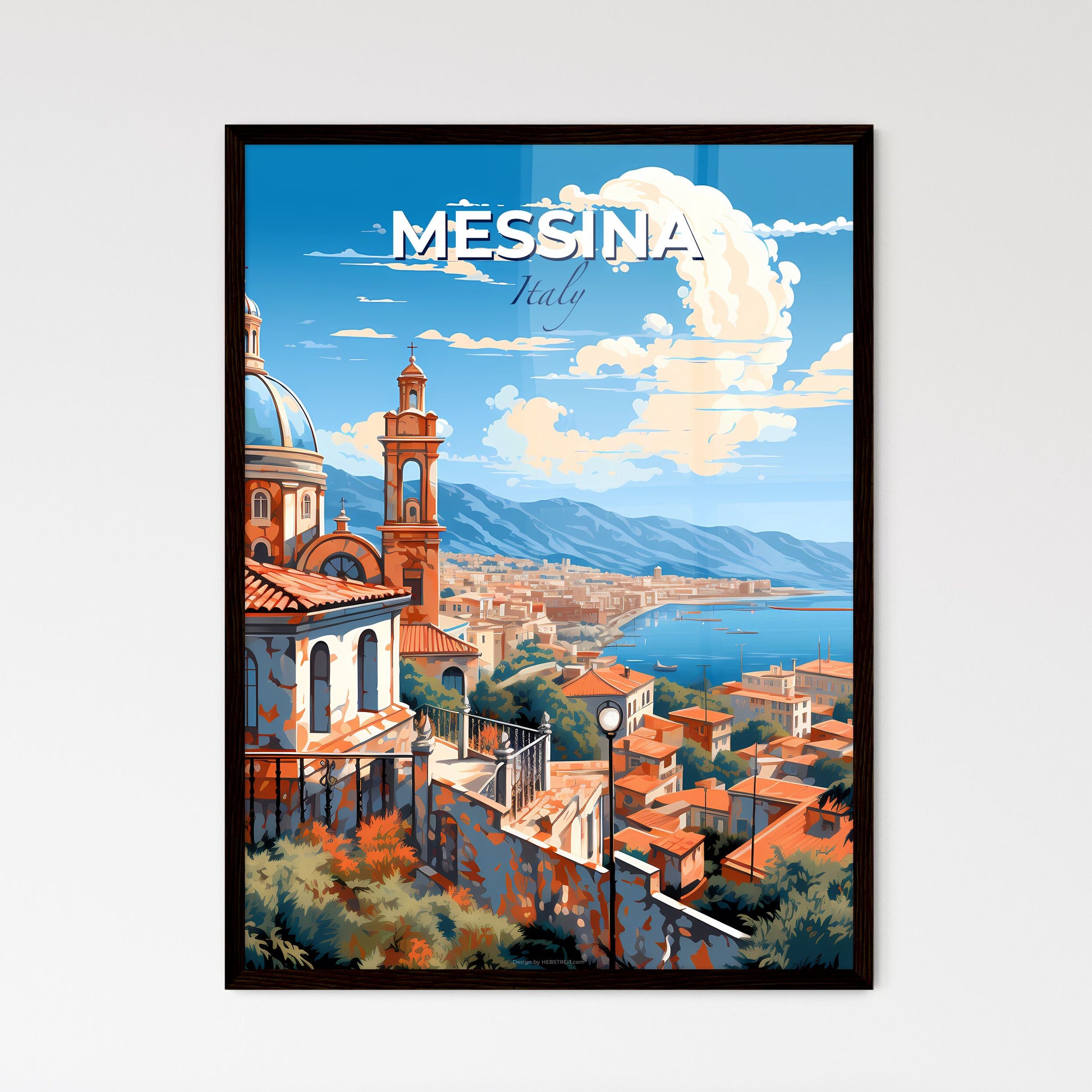 Messina, Italy, A Poster of a painting of a city by the water Default Title