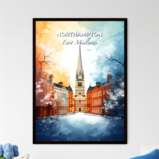 Northampton, East Midlands, A Poster of a church with a steeple in the middle of a street Default Title