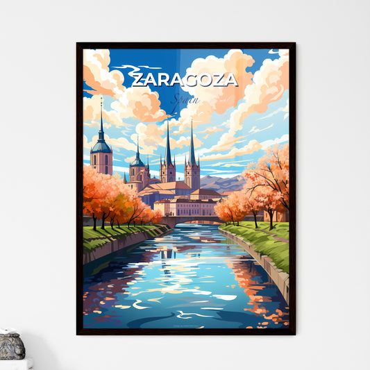Zaragoza, Spain, A Poster of a river with trees and a castle in the background Default Title