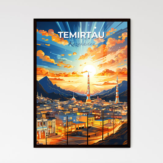 Temirtau, Kazakhstan, A Poster of a city with mountains and sun Default Title