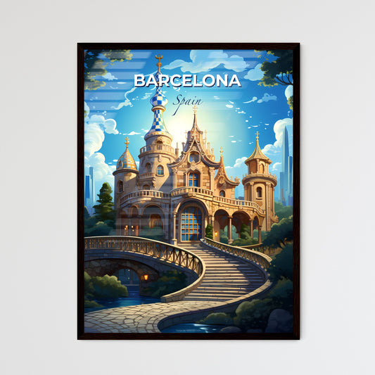 Barcelona, Spain, A Poster of a castle with a bridge and a bridge Default Title